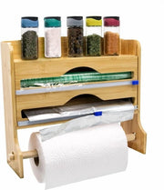 Organizzatore per Cucina e Spezie - Rullo per Cucina - Dispensatore per Folia di Conservazione - Mobili con 4 Funzioni - Design in Legno