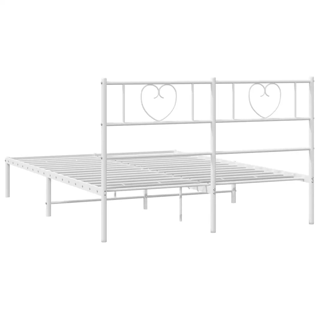Letto matrimoniale | Letto per adulti | Giroletto con Testiera Metallo Bianco 150x200 cm
