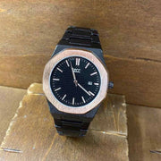 Trade Shop - Orologio Da Polso Zcc Uomo Al Quarzo Data Elegante Nero Rose Gold Fondo Nero -