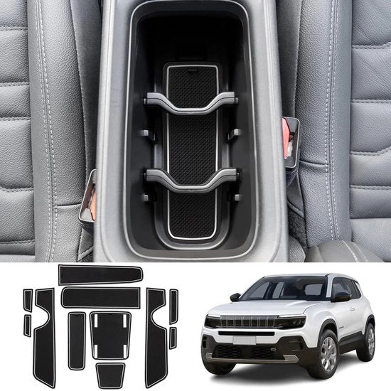 Materassini antislip per Jeep Avenger 2023-2024, tappeti in gomma per console centrale, tappeti per porte, tappeti per becher, accessori Jeep Avenger tappeti antislip in gomma (bianchi)