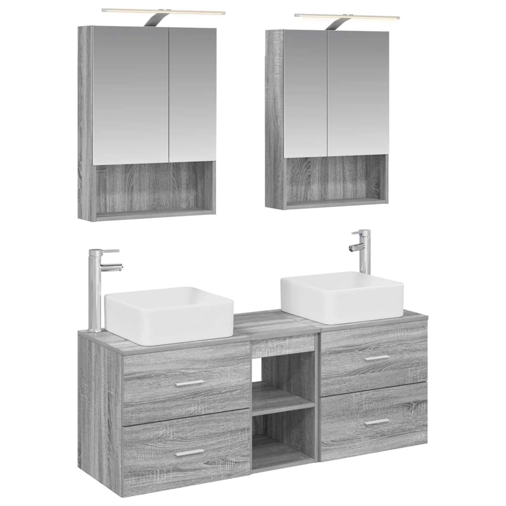 Set di mobili per il bagno 5 pcs Sonoma grigio 3406764