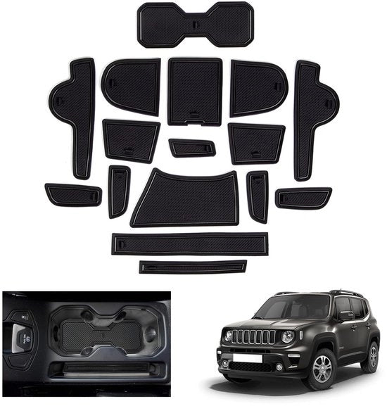 Accessori per Jeep Renegade Facelift 2019-2024 2025, mattoncini antislittamento, mattoncini in gomma antislittamento per nuova Renegade a partire dal 2019, mattoncini per console centrale, mattoncini per pedane, accessori per Renegade (nero)