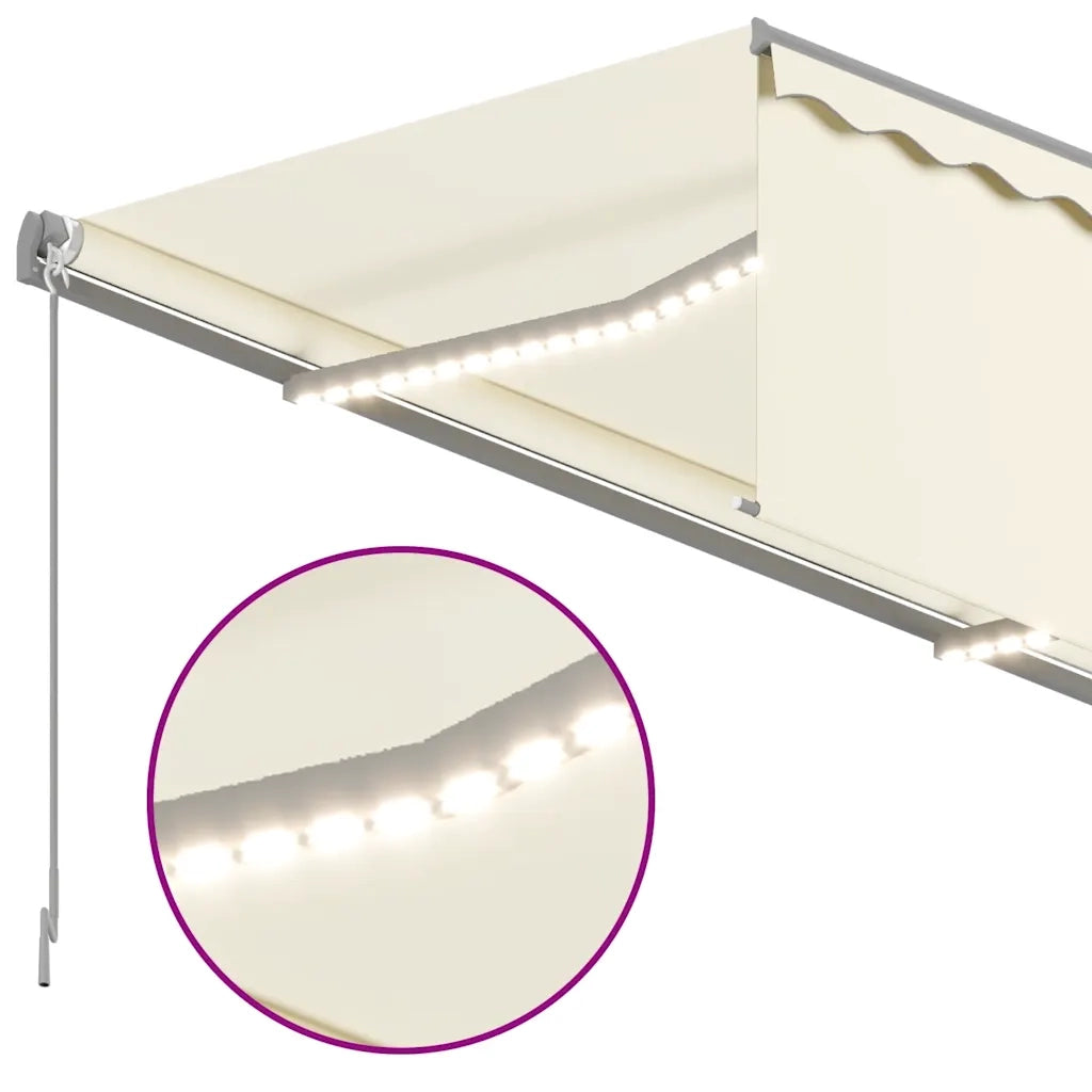 Tenda da Sole Retrattile Manuale con LED 4x3 m Crema 3069422