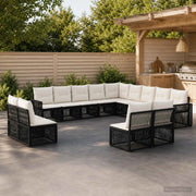 Set Divano da Giardino 13 pz Nero e Bianco Crema polyrattan 3435286