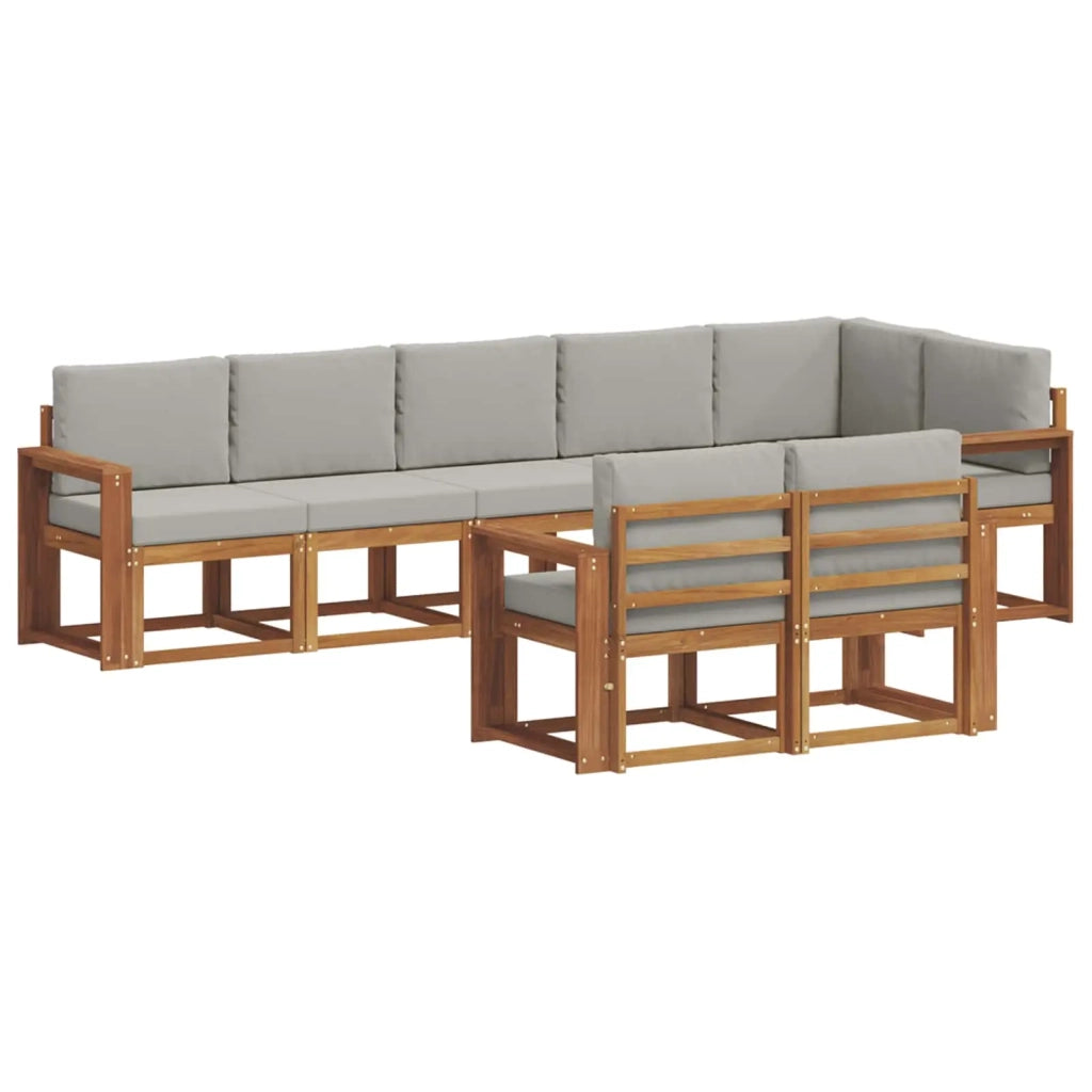 Set di divani da esterno 8 pcs Grigio Naturale e Chiaro 3366574