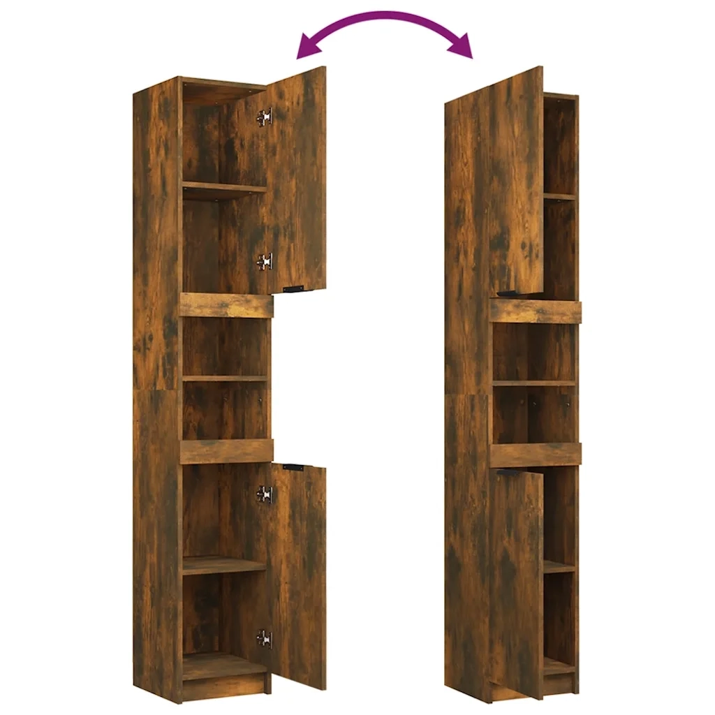 Armadietto Bagno Rovere Fumo 32x34x188,5cm in Legno Multistrato 817069
