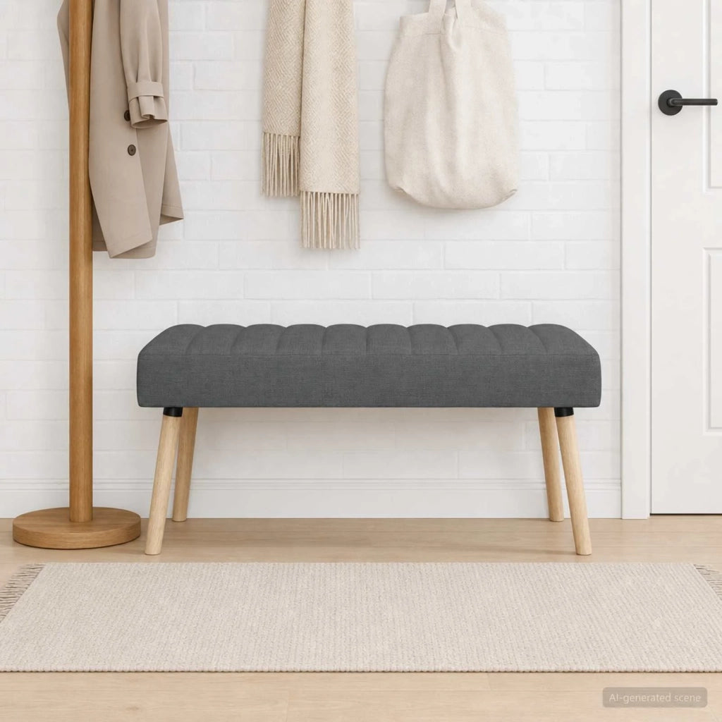 Panchina trapuntata a canale Grigio Scuro 110 x 40 x 46 cm 42038488