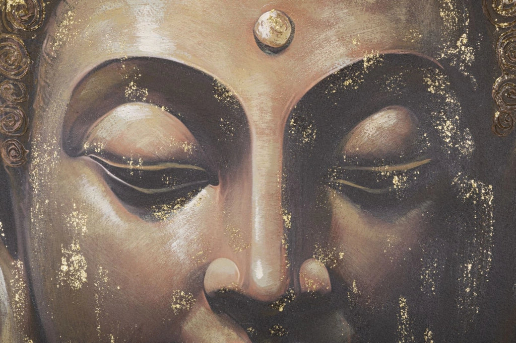 Dipinto su Tela Buddha 100x100x3 cm Cornice in Legno di Pino Multicolor