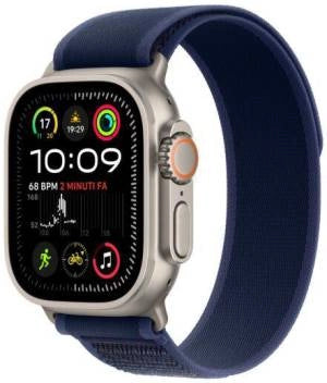 Aw ultra 2 gps + cellular 49mm natural titanium case with blue trail loop - m/l - MX4L3TY/A