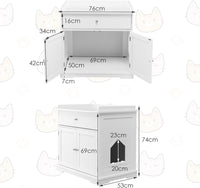 Mobile per Lettiera Gatti in Legno, con Portaoggetti, 2 Ante, Cassetto e Ingresso Laterale, Mobiletto Multiuso per Ingresso e Soggiorno, 76 x 53 x 74 cm, Carico Massimo 30 kg (nero)
