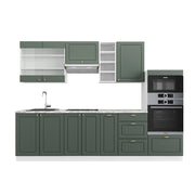 Cucina componibile Fame-Line Verde-oro rustico/Bianco 280 cm, PL Marmo Vicco