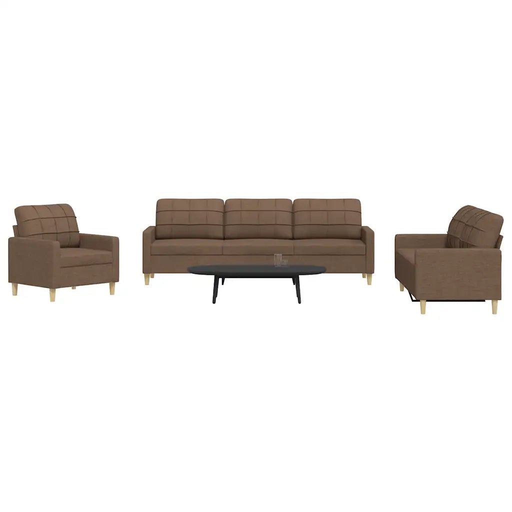 vidaXL Set di Divani 3 pz Marrone in Tessuto