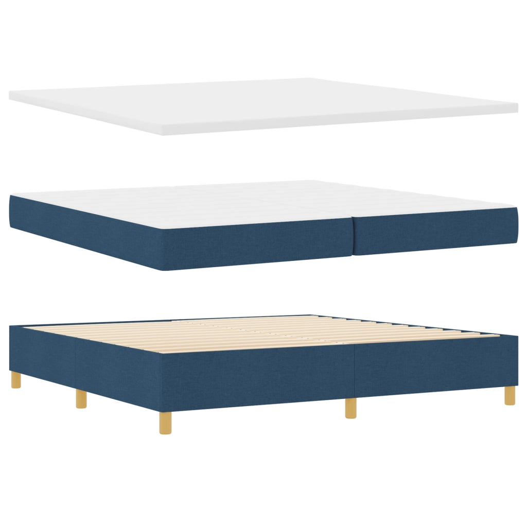 Letto Box Spring con Materasso Blu 200x200 cm in Tessuto