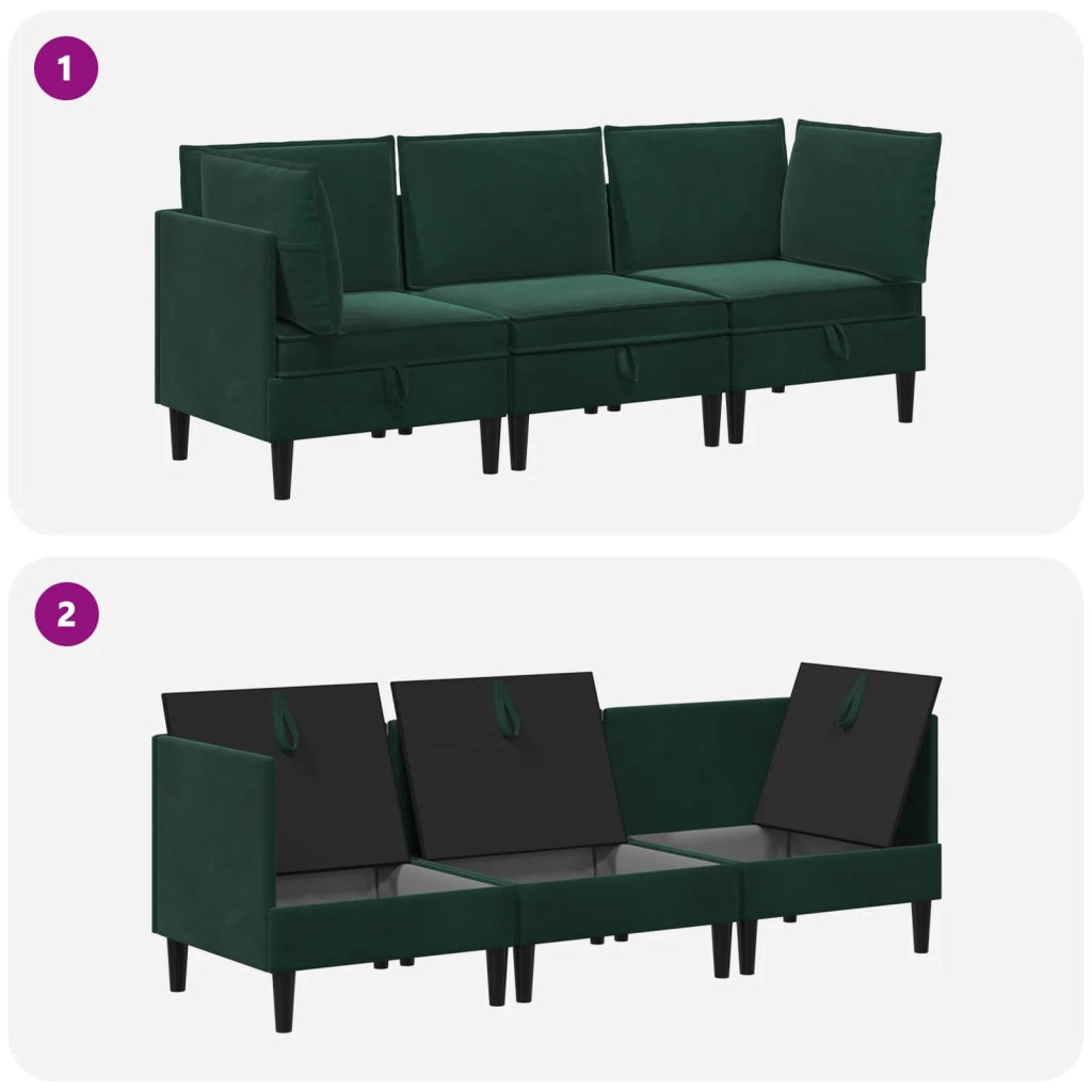 Set di mobili per il soggiorno 3 pcs Verde Scuro Velluto 3413738