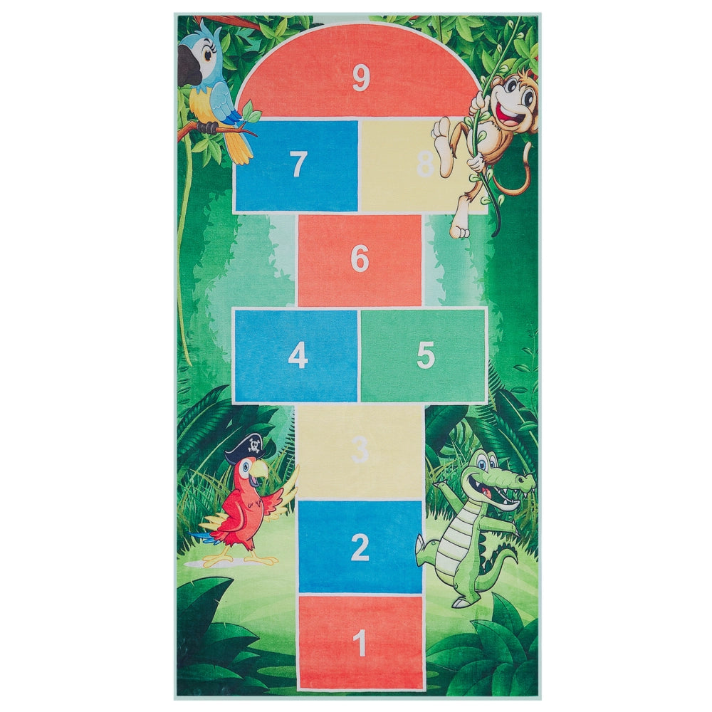 Tappeto tappetino Verde Campana Stampa 80 x 150 cm passatoia a pelo corto per bambini
