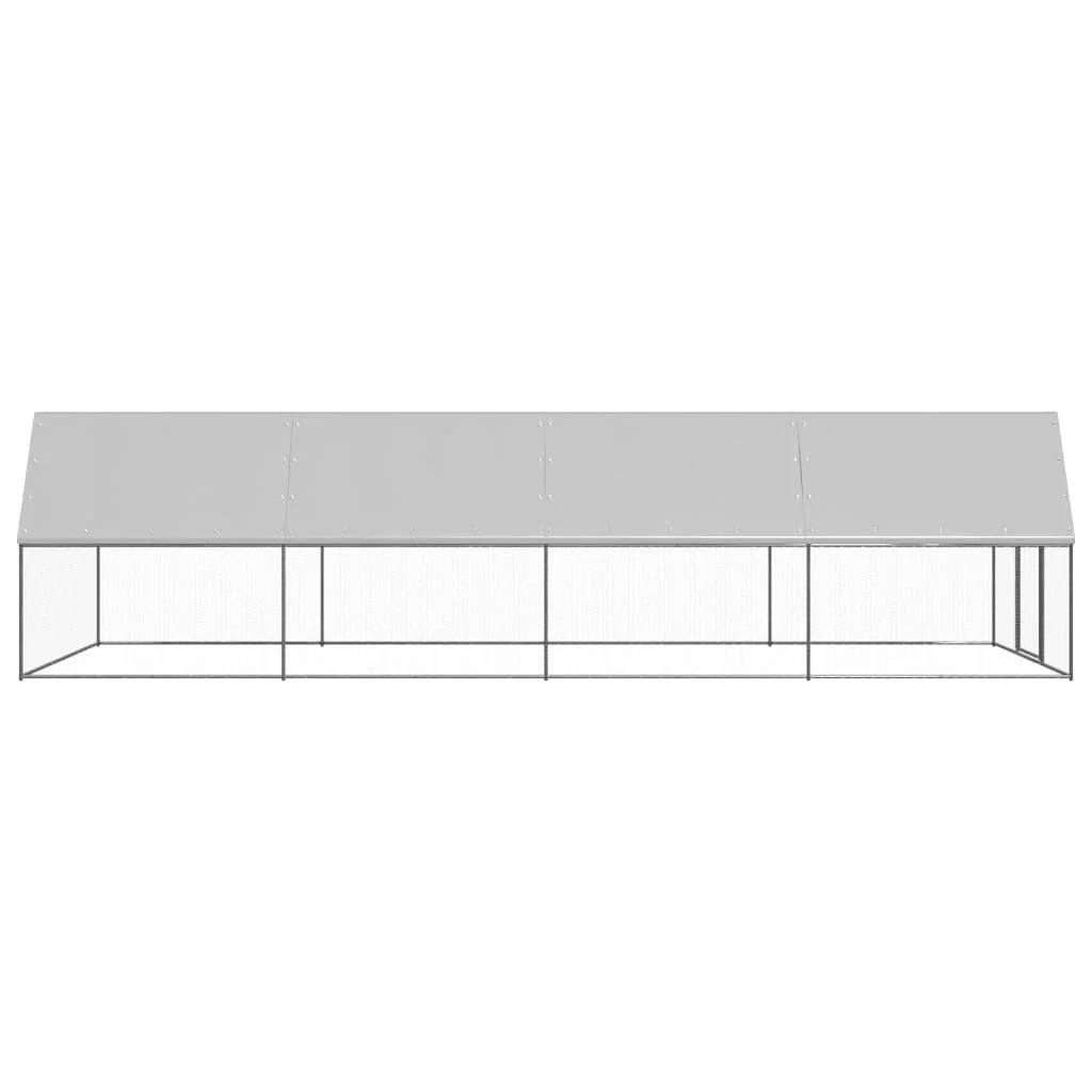 Pollaio recinto per polli da esterno 3 x 8 x 2 m acciaio zincato argento 02_0044018