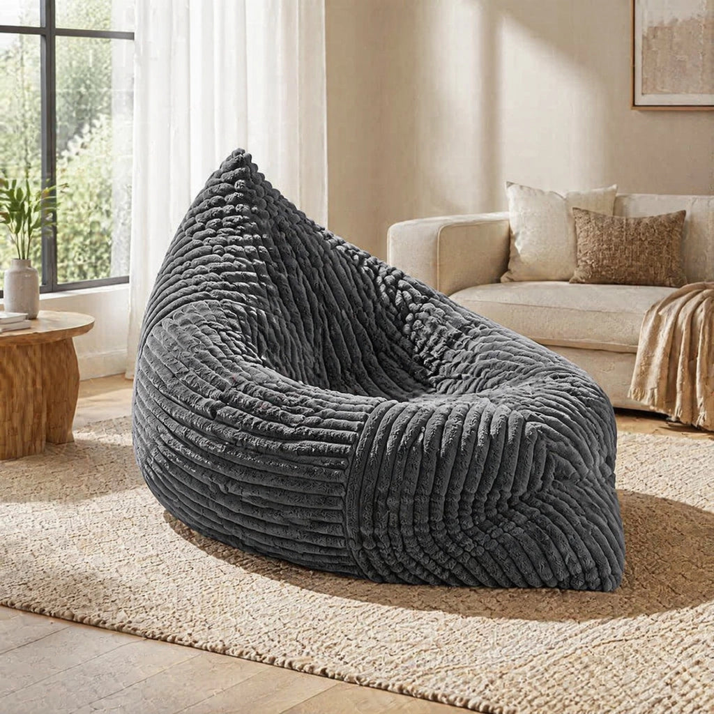 Poltrona pouf convertibile - sedia; divano e letto - in velluto a coste - grigio scuro