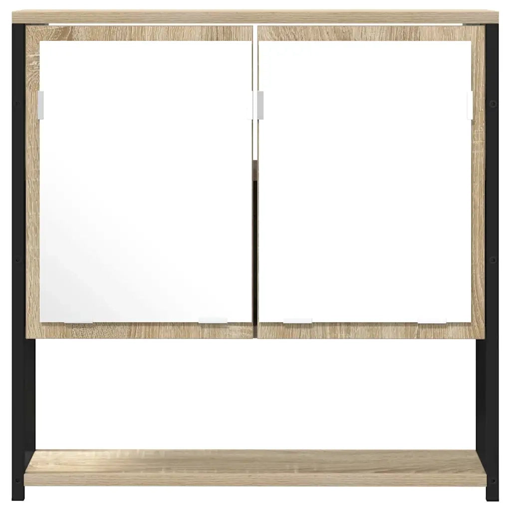 Specchio da bagno con lo scaffale-Mensola con Specchio Beige 60 x 16 x 60 cm