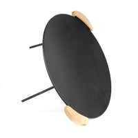 Piastra per barbecue fuoco in ghisa, liscia, rotonda Ø44cm altezza 44 cm manici in legno piedi 20 e 32cm