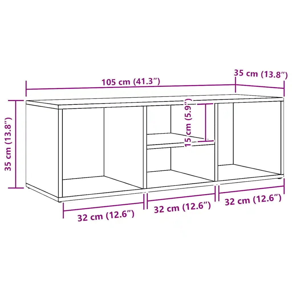 Panca Porta Scarpe Grigio Cemento 105x35x35cm Legno Multistrato 804467