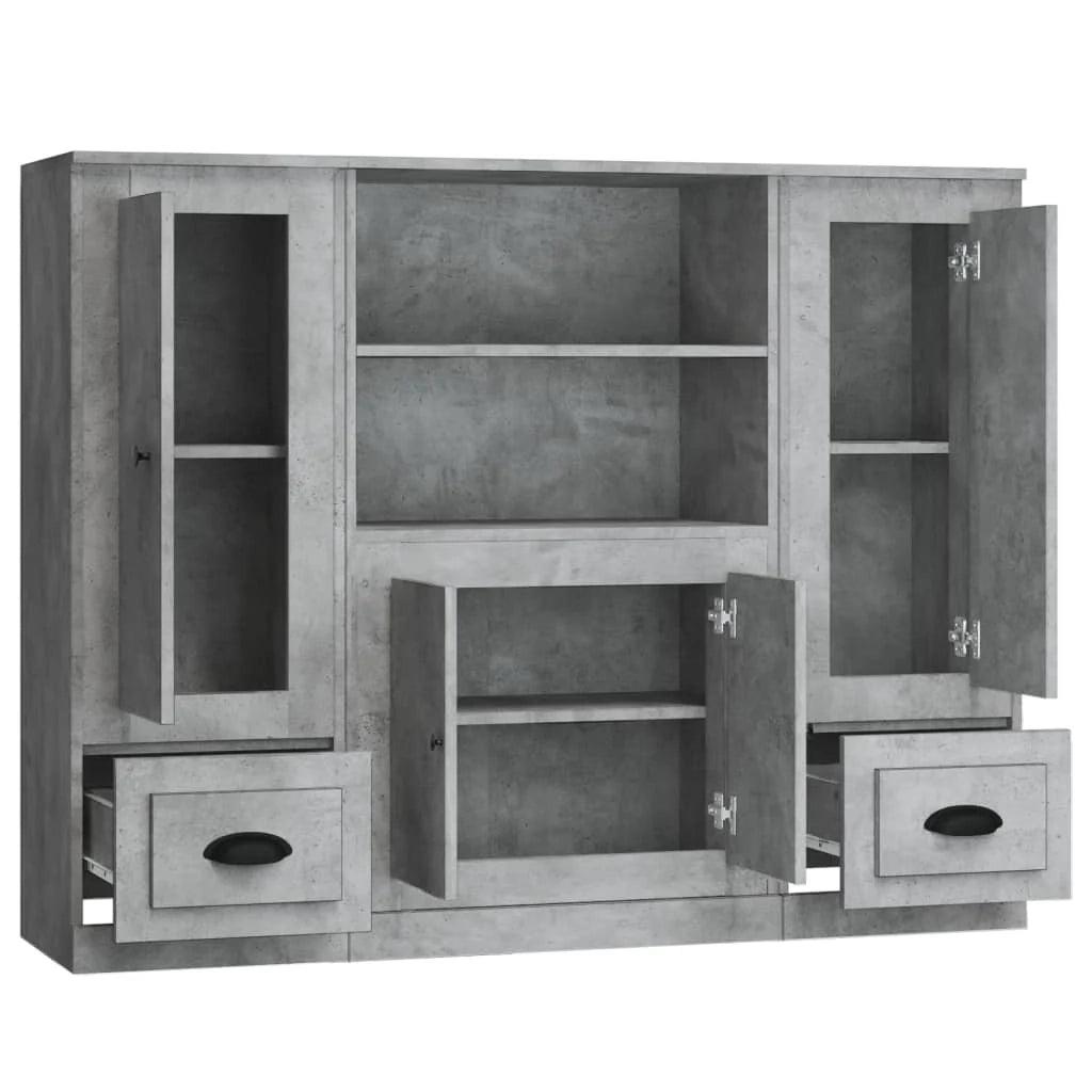 Buffet credenza cassettiera armadio mobile contenitore organizer per cucina soggiorno salotti 3 pezzi legno ingegnerizzato grigio 02_0037121