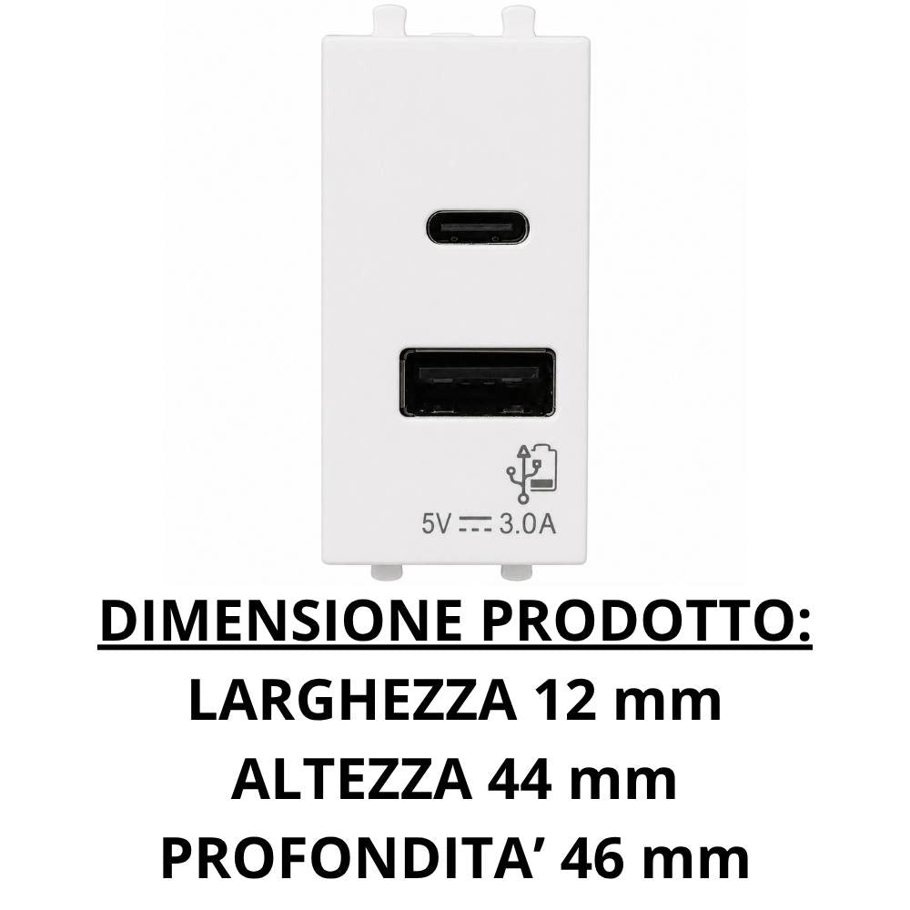 Alimentatore usb ave domus 441082usbac ricarica rapida 3a bianco
