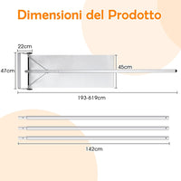 Restrello da Neve per Tetto Lungezza 193-619 cm, Rastrello per Neve Telescopico con 2 Ruote, Restrello in Alluminio Allungabile con 4 Asta Rimozione Neve per Tetto con Tessuto PE