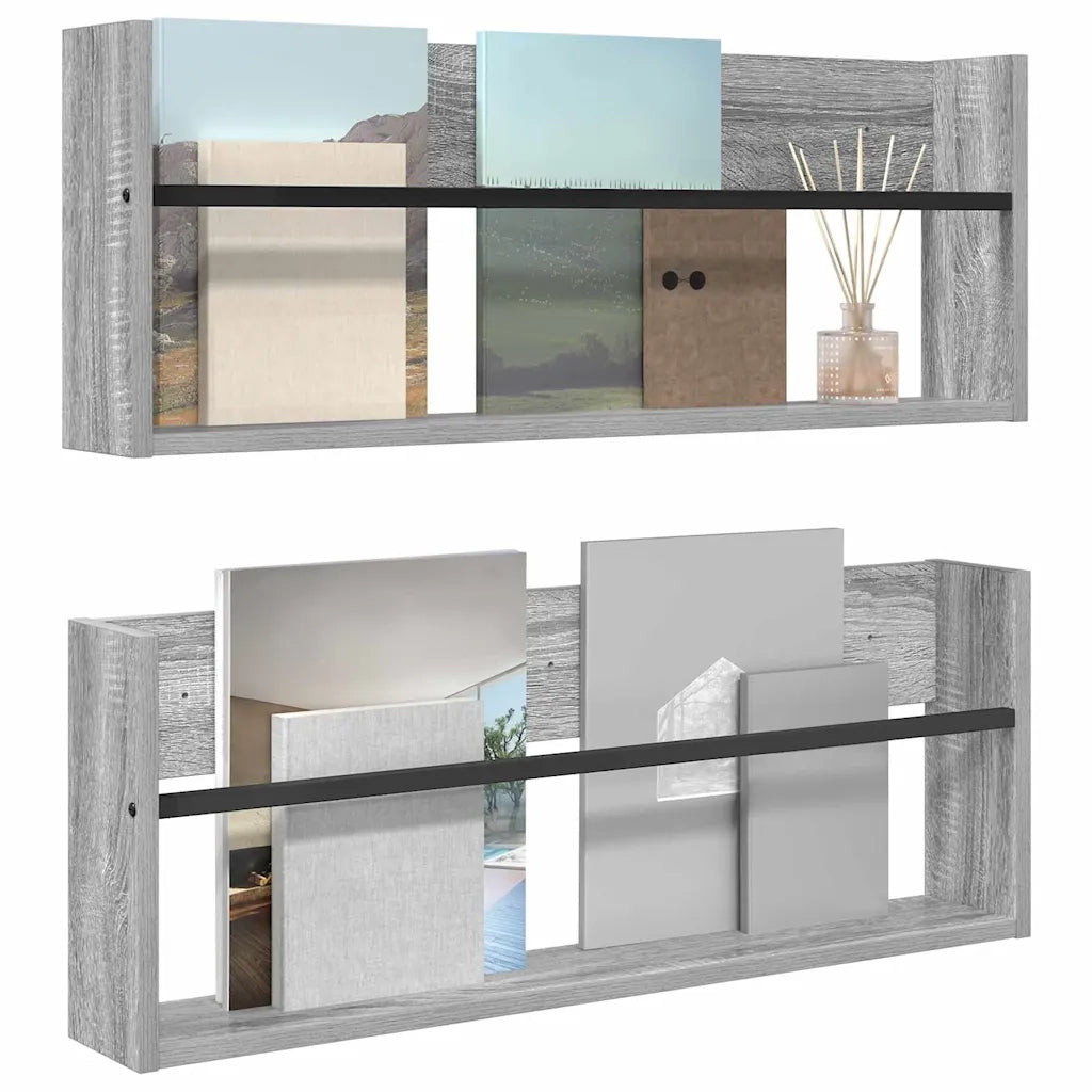 Scaffale per riviste 2 pz Grigio Sonoma 80 x 12 x 30 cm CFW7444532