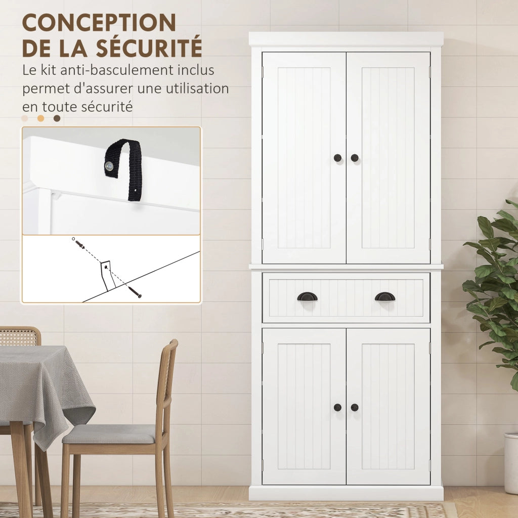 Credenza cucina 4 ante cassetto ripiani regolabili ¨C Xylo ¨C bianco 76x40x183 cm