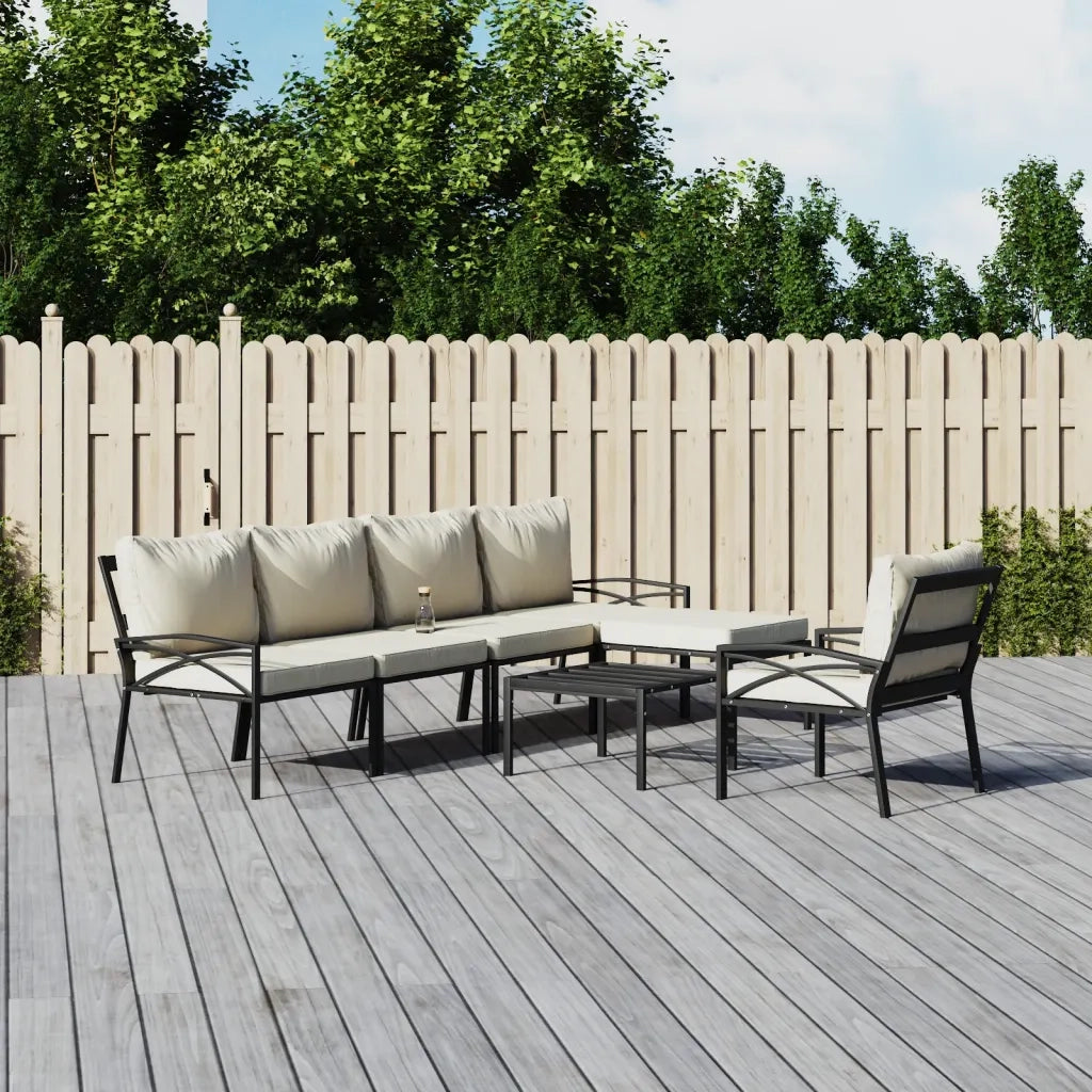 Set Salotto da Giardino 7pz con Cuscini Sabbia in Acciaio 3187957