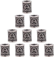 Kralen di acciaio inossidabile - antico argento - 10 pezzi - barba vichinga - grande foro - creazione di gioielli