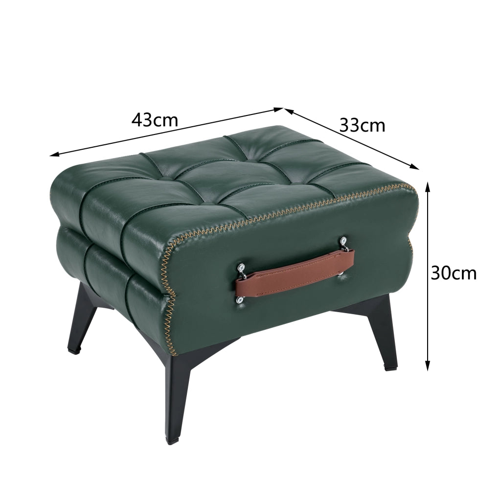 Pouf Poggiapiedi ¨C MINIMAL ¨C Verde, Ecopelle, Gambe in Metallo