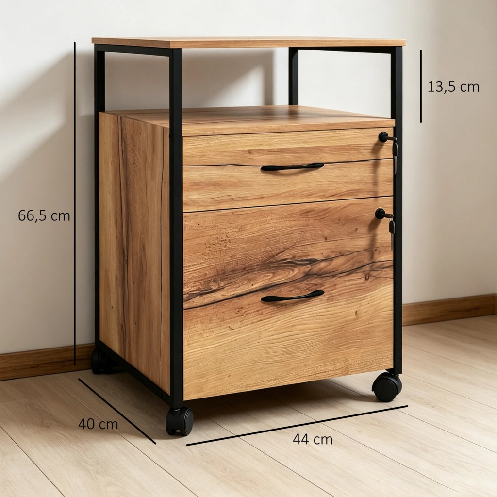 Scrivania con cassetti e ruote ¨C Zephmum ¨C 44x40x66,5 cm Marrone