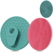 Scrubber corporeo per la pelle di silicone di grado alimentare, morbido spazzolino esfoliante per donne e uomini, pulizia profonda per tutti i tipi di pelle, igienico e schiumante bene (verde scuro + rosa)