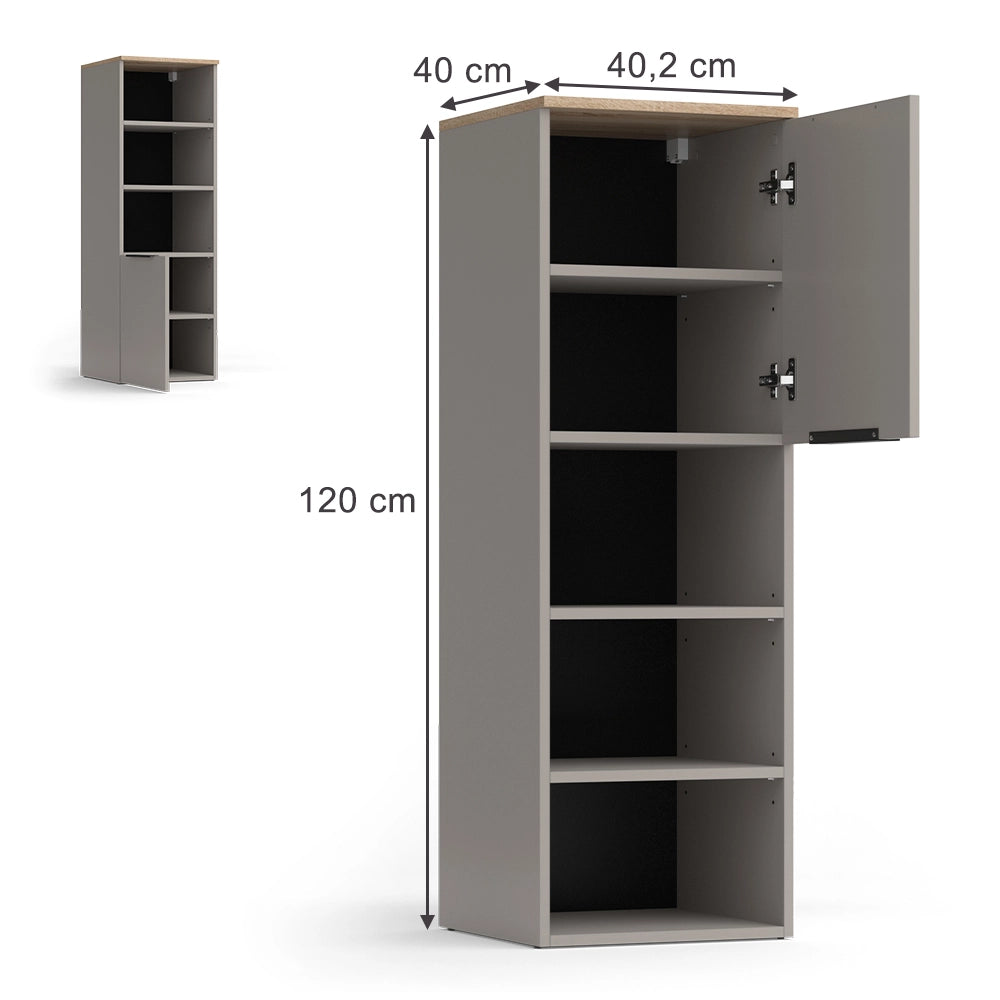 Vicco Armadio universale Grigio 40.2 x 120 cm con una porta
