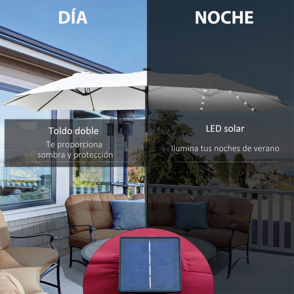 Tenda da sole 4,5x2,65 m con 48 luci LED ¨C zephmum ¨C crema