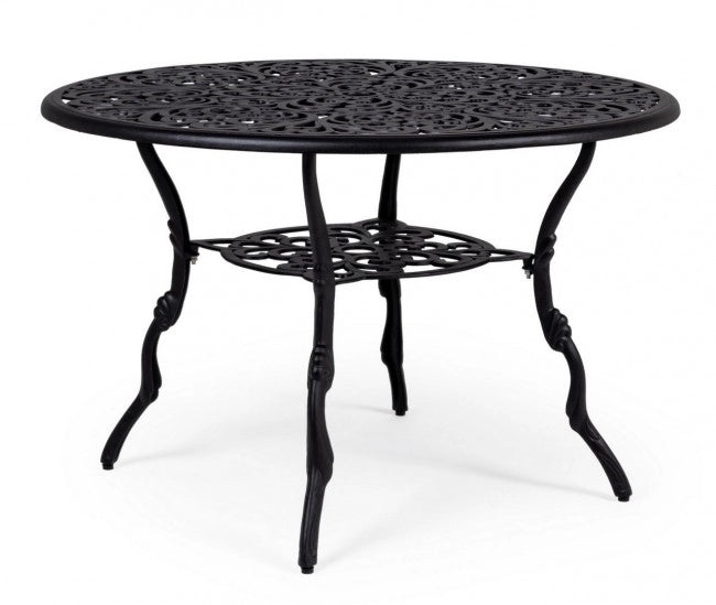 Tavolo da Giardino Rotondo in Alluminio Pressofuso con Decori - REGENCY