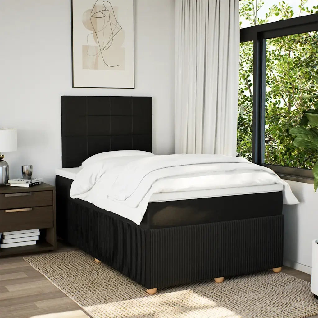 Giroletto a Molle con Materasso Nero 120x200 cm in Tessuto 3292025