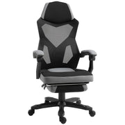 SEDIA DA UFFICIO ERGONOMICA CON SCHIENALE RECLINABILE, POGGIAPIEDI RETRATTILE, ALTEZZA REGOLABILE, GRIGIO