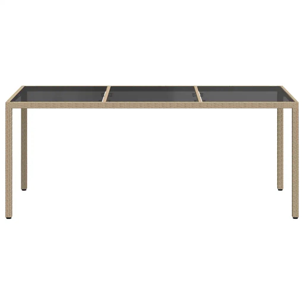 Tavolo Giardino Beige 190x90x75 cm Vetro Temperato Polyrattan 316717
