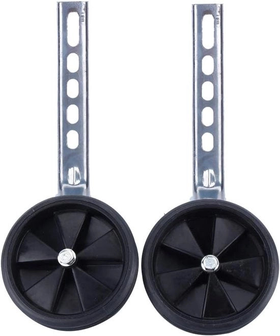 Accessori per bicicletta per bambini - Ruote di supporto universali - 12-20 pollici - 2 pezzi/set - Nero.