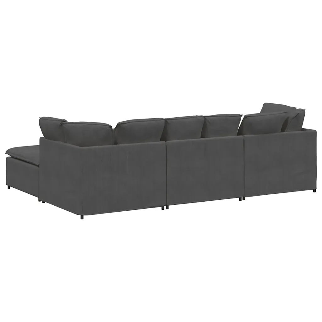 Divano Modulare con Poggiapiedi e Cuscini Grigio Scuro 3321318