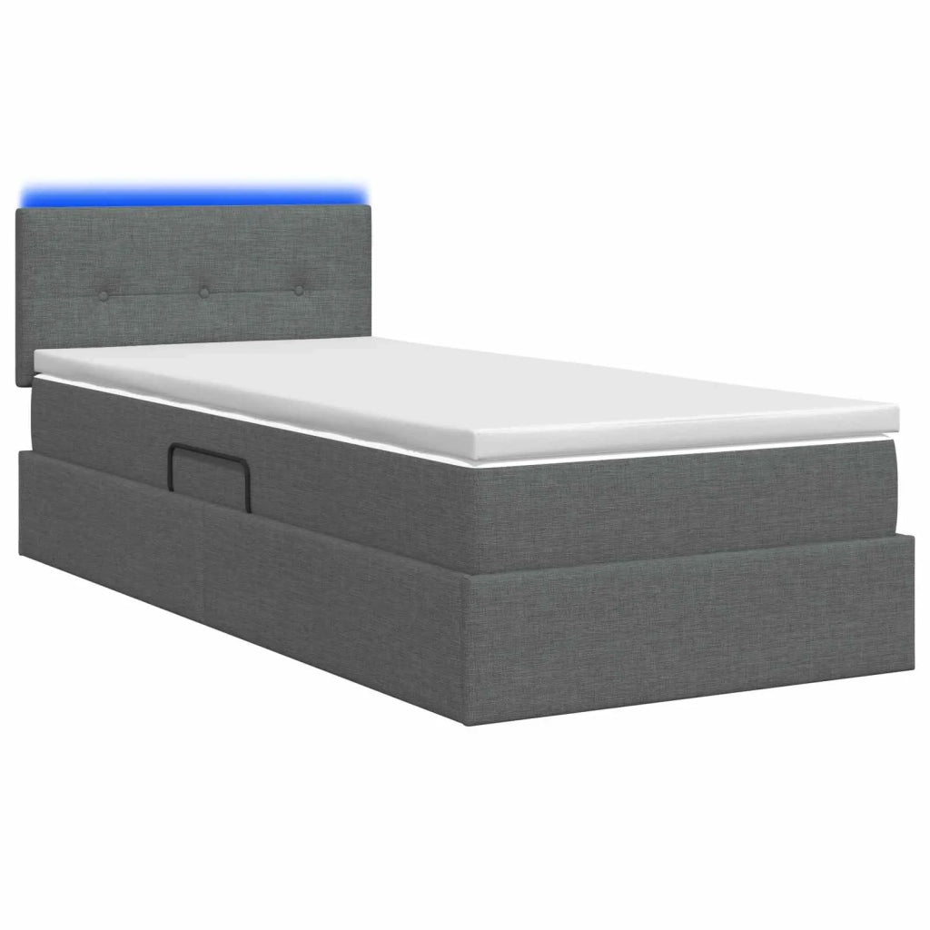 Letto con contenitore LED e materasso Grigio Scuro 100 x 200 cm 3459043