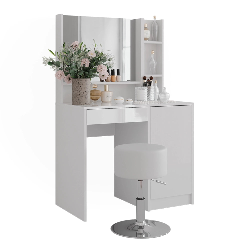 Vicco Tavolo da toeletta Bianco/bianco lucido 89.8 cm 4 parti