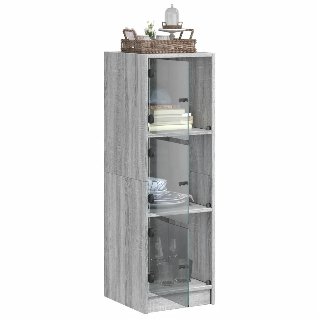 Credenza con Ante in Vetro Grigio Sonoma 35x37x109 cm 836390