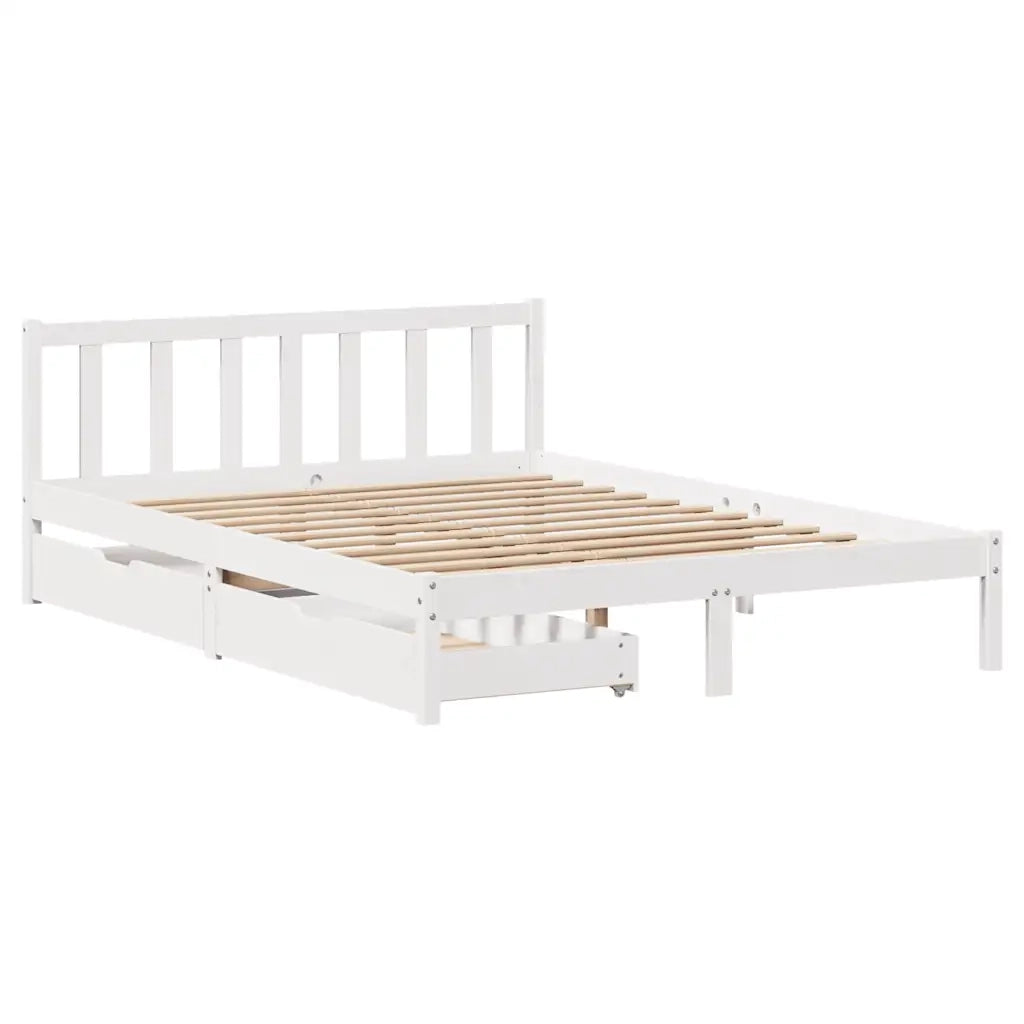 Letto senza Materasso Bianco 135x190 cm Legno Massello di Pino