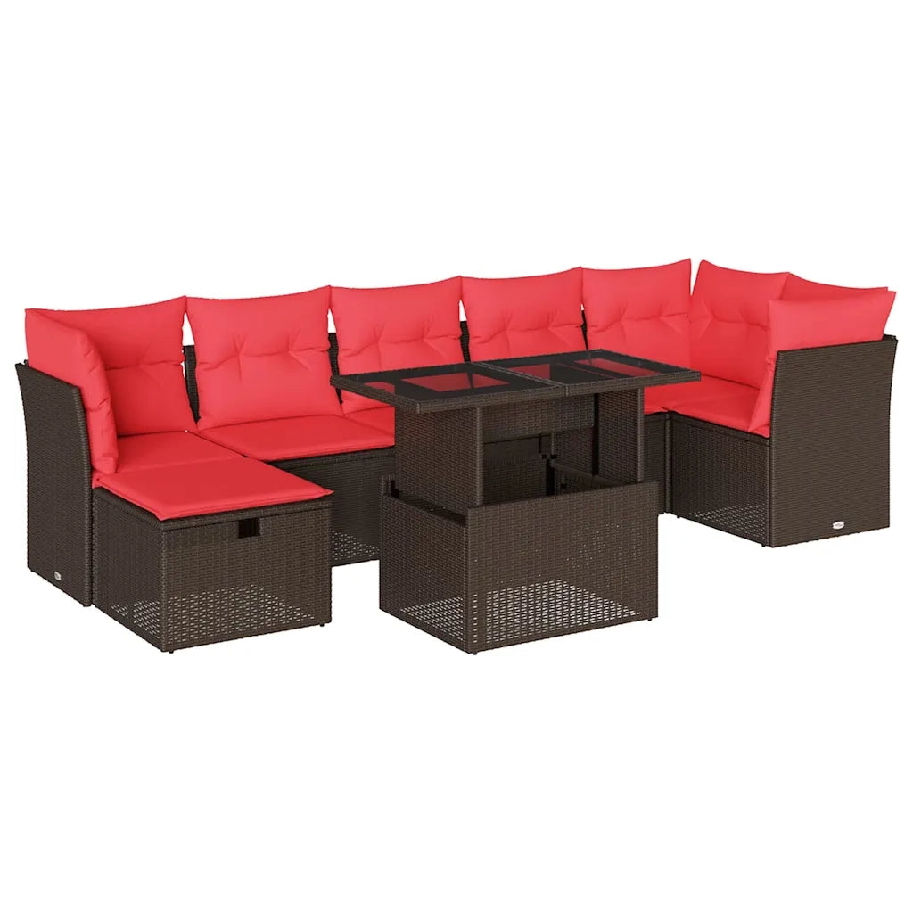 Set Divani da Giardino 8 pz con Cuscini Marrone in Polyrattan 3274674