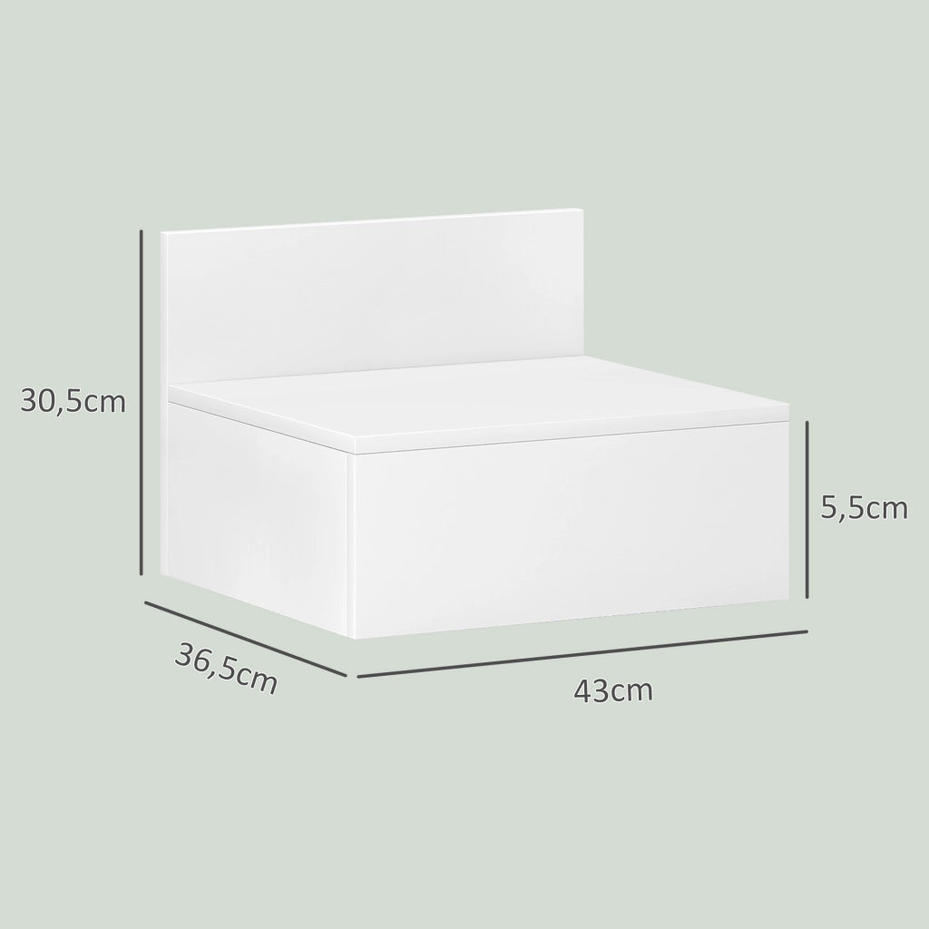 Comodino a Parete con Cassetto ¨C zephmum ¨C Bianco 43x36,5x30,5 cm