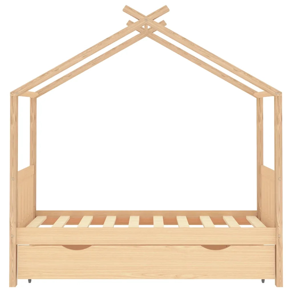 Giroletto per Bambini con Cassetto Legno Massello Pino 80x160cm 322146