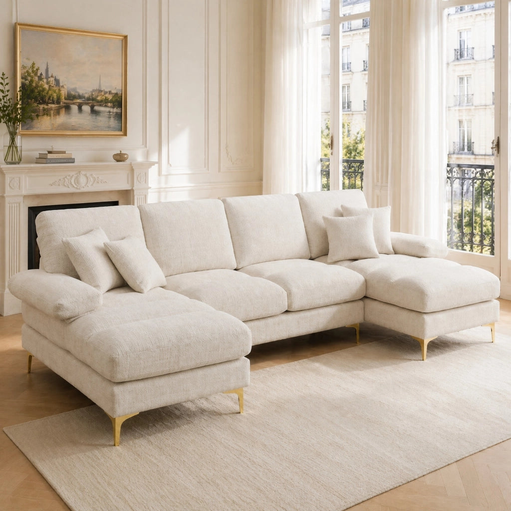 DIVANO U a 2 Chaise 272x136x88 cm Chenille Beige